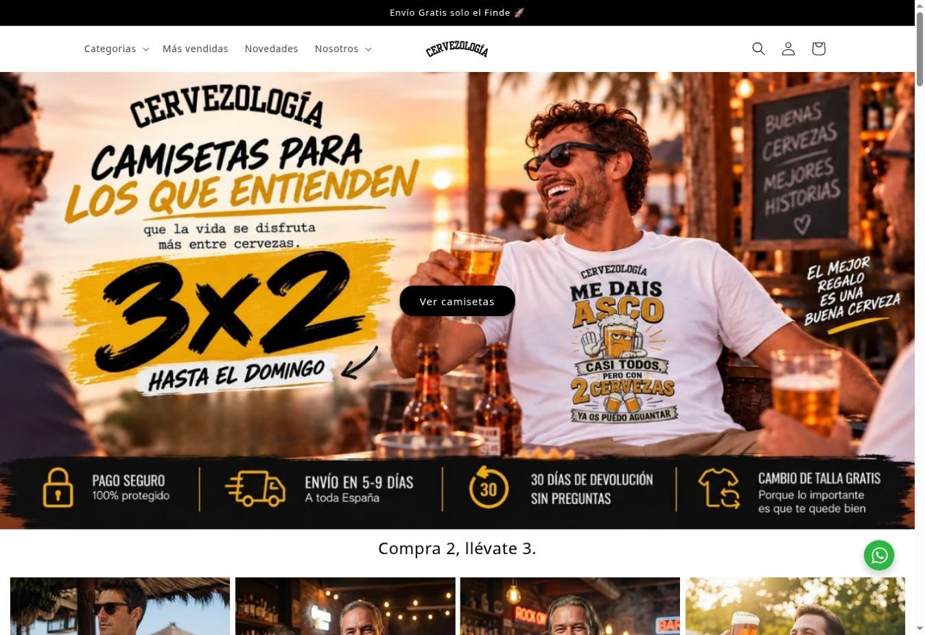 Captura real de la tienda online Cervezología